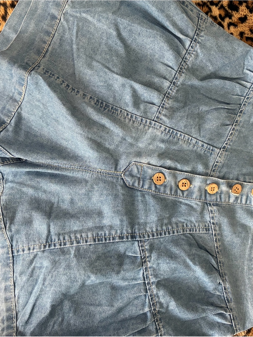 Light Wash Denim Jean Shorts with Button Front